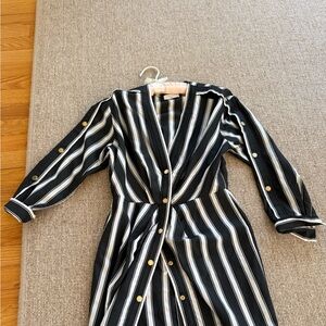 Sandro Paris Striped Black and White Snap Down Dress
